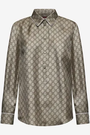 Gucci Beige printed silk twill shirt