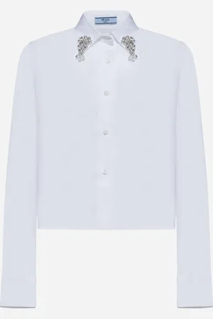 Prada White embroidered poplin shirt