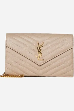 Saint Laurent YSL logo quilted leather wallet on chain bag