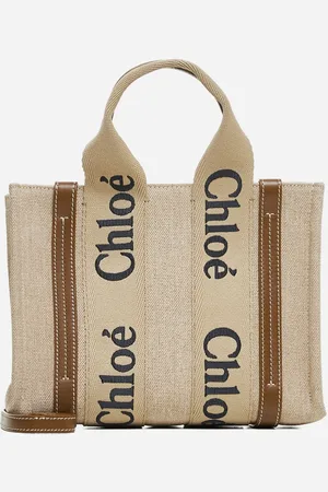 Chloé Woody linen small tote bag