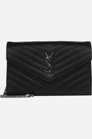 Saint Laurent YSL logo quilted leather wallet on chain bag