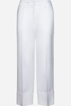 BLANCA White linen Prugna wide leg trousers