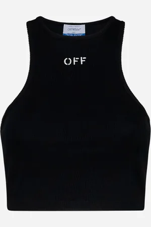 OFF-WHITE Black Off logo ribbed crop top