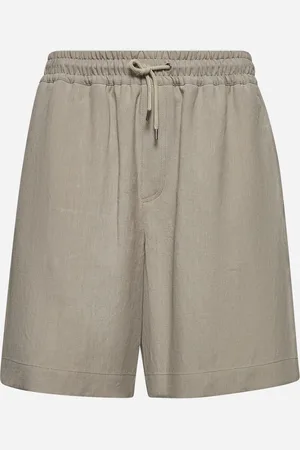 Giorgio Armani Beige linen canvas flat front bermuda shorts