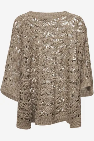 Brunello Cucinelli Beige knit Dazzling cape