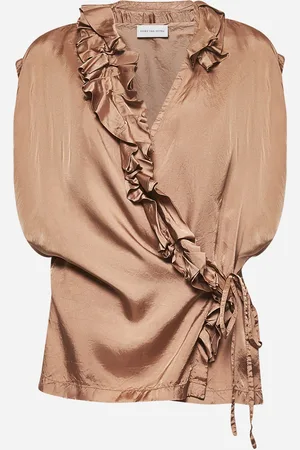 DRIES VAN NOTEN Brown viscose ruffled blouse