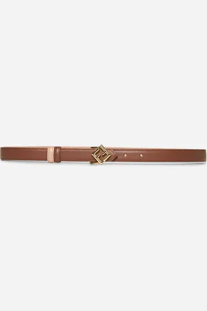 Fendi Brown and pink FF Diamonds reversible belt