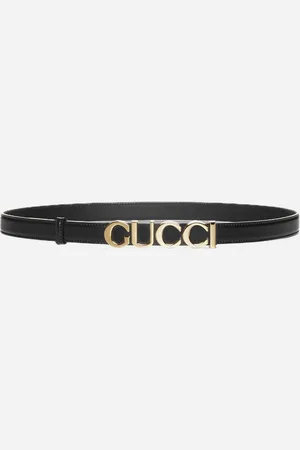 Gucci Logo-buckle leather thin belt