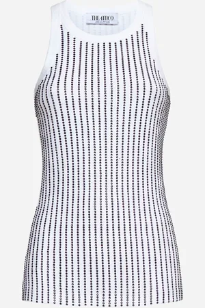 The Attico White ribbed full hotfix top