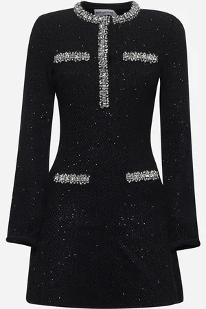 Self-Portrait Black sequin knit mini dress