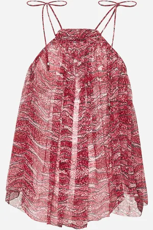Marant Etoile Red printed muslin Akila top