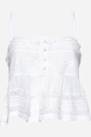 Marant Etoile White embroidered cotton Denys top