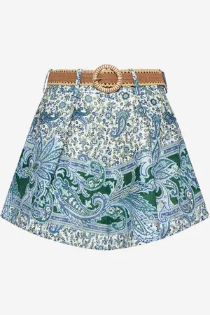 ZIMMERMANN Ottie print linen tuck shorts