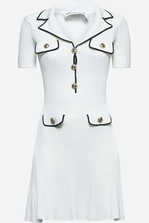 Self-Portrait White rib knit mini dress