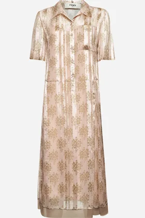 Fendi Pink floral chiffon shirt dress