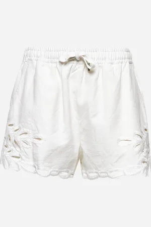 Marant Etoile White openwork embroidery cotton Safa shorts