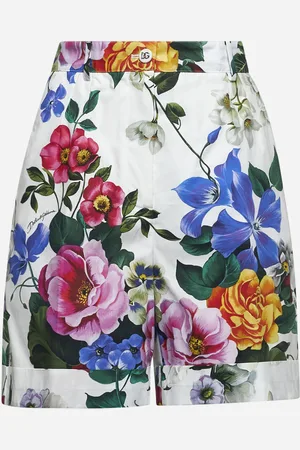 Dolce & Gabbana White Floral print poplin shorts