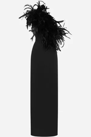 Dolce & Gabbana Black stretch cady long one-shoulder dress