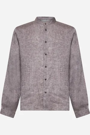 Brunello Cucinelli Brown linen easy fit shirt
