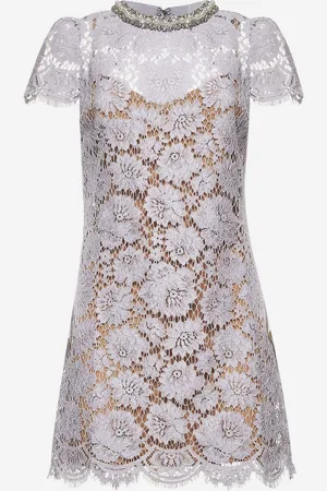 Self-Portrait Lilac floral lace embellished mini dress