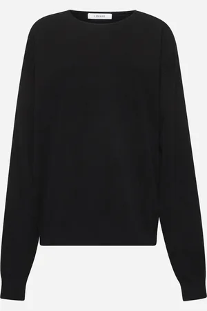 LEMAIRE Black cotton knit crewneck sweater
