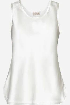 BLANCA White stretch silk Belis tank top