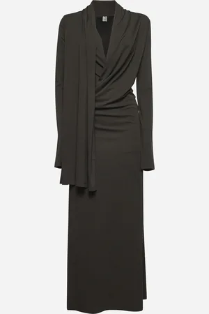 Totême Black fluid jersey overlapped dress