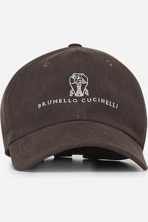 Brunello Cucinelli Brown linen embroidered baseball cap