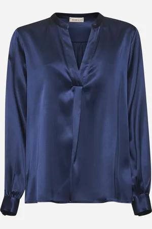 BLANCA Blue stretch silk satin Tradey tunic