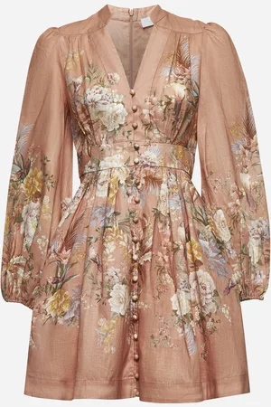 ZIMMERMANN Pink printed linen Tallow minidress