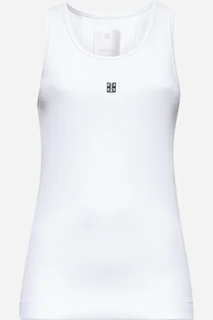 Givenchy White ribbed cotton 4G detail tank top