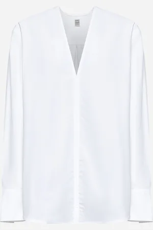 Totême White V-neck poplin shirt