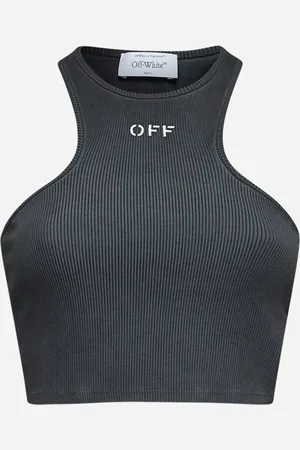 OFF-WHITE Grey Off logo ribbed crop top