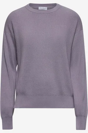 Brunello Cucinelli Purple cotton monili sweater