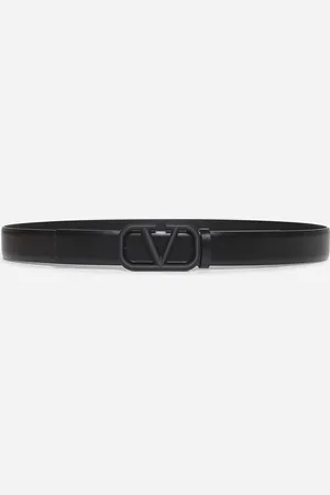 VALENTINO GARAVANI Black calfskin VLogo Signature belt