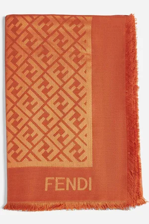 Fendi Orange wool and silk FF shawl