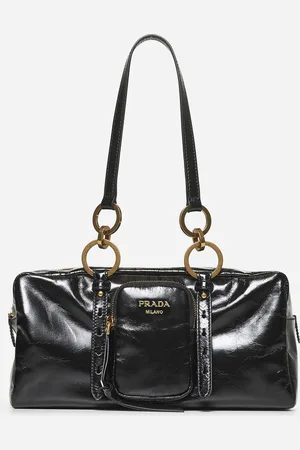 Prada Black Dangle Medium bowling bag