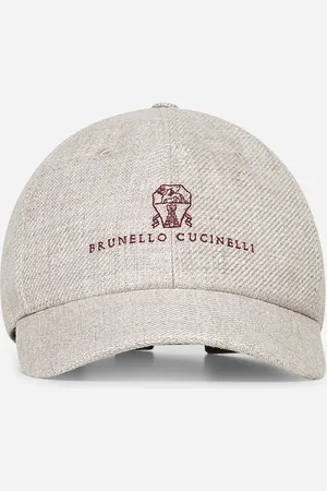 Brunello Cucinelli Beige embroidered diagonal Baseball cap