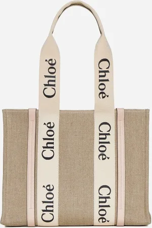 Chloé Woody medium linen tote bag