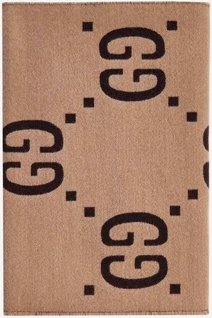 Gucci GG logo wool and silk jacquard scarf