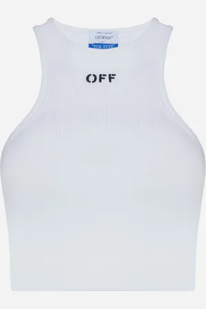 OFF-WHITE Logo rib-knit cotton rowing top