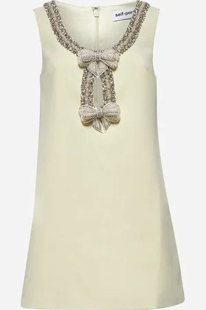 Self-Portrait Yellow crepe bow mini dress