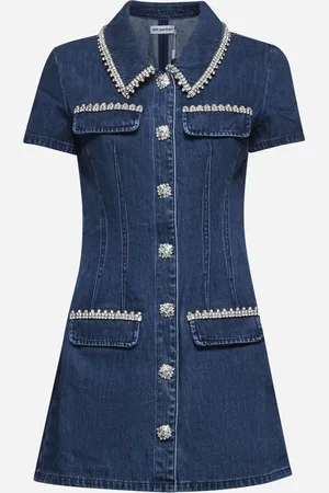 Self-Portrait Blue denim embellished mini dress