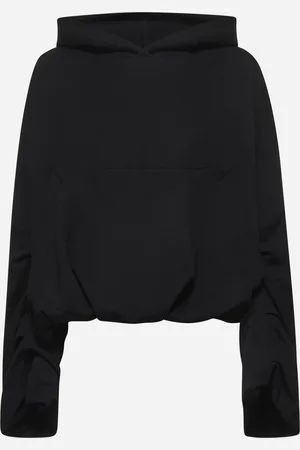 DRIES VAN NOTEN Black cotton draped hoodie