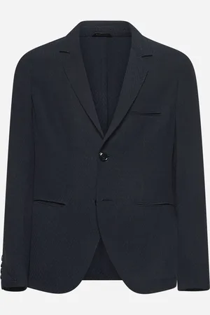 Giorgio Armani Blue chevron jacquard single-breasted blazer