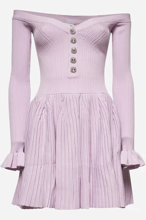 Self-Portrait Pink ribbed knit mini dress