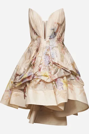 ZIMMERMANN Printed silk and linen Illuminate mini dress