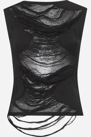 Maison Margiela Black cotton distressed top