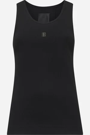 Givenchy Black ribbed cotton 4G detail tank top