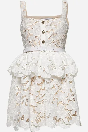 Self-Portrait White lace tiered mini dress